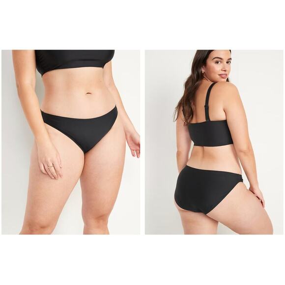 NWT Old Navy Black Bikini Swimsuit Bottoms sz XXL Summer Beach Low Waisted - Picture 1 of 5